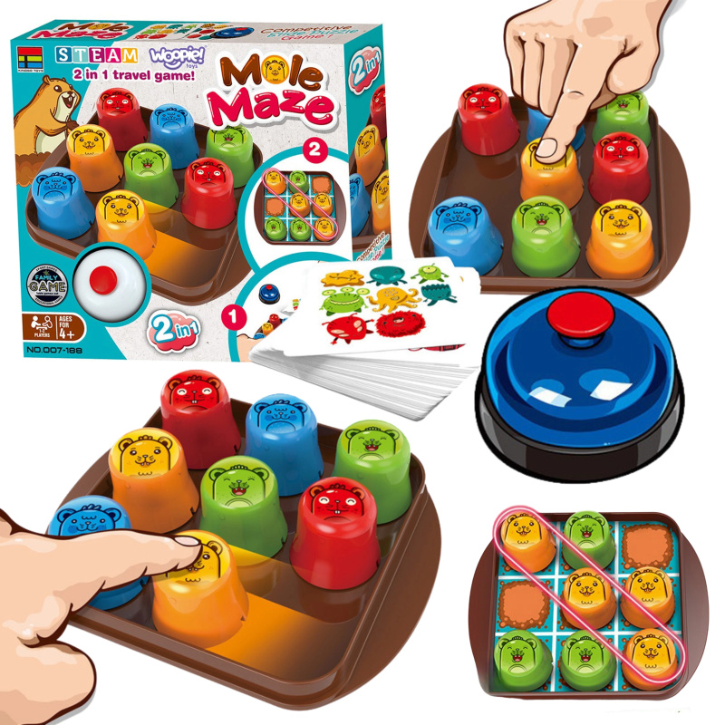 Woopie Mole Maze – logická hra 2v1 pro děti, cestovní křížky a kolečka