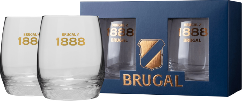 Brugal dárkové balení 2 sklenic 0,44l (dárkové balení kazeta)