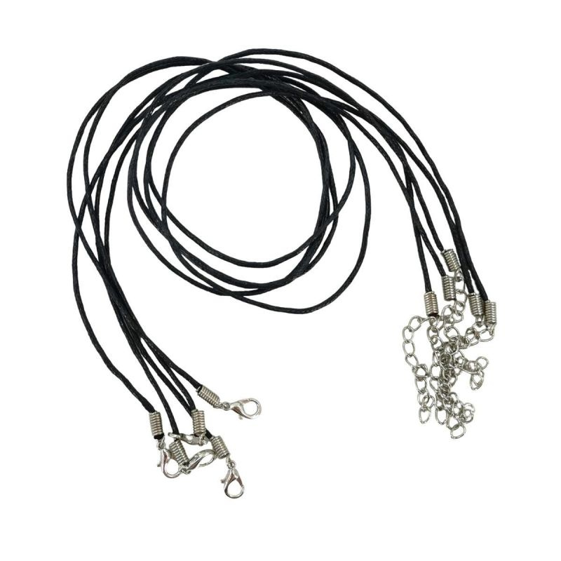 Voskovaná bavlněná šňůrka s karabinou (5ks) černá