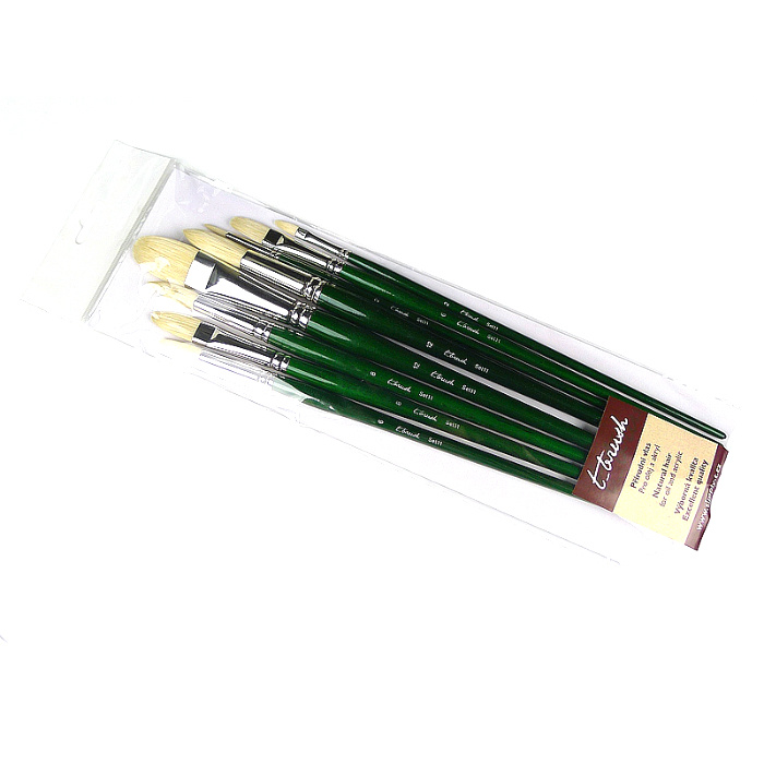 Štětce kulaté a ploché přírodní vlas sada č.11 (8ks)