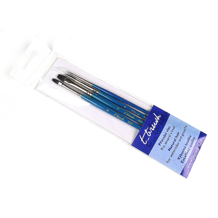 Štětce kulaté a ploché přírodní vlas sada č.07 (4ks)