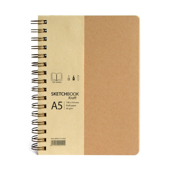 Skicák kroužkový Kraft (80g/m2, 120 listů) A5