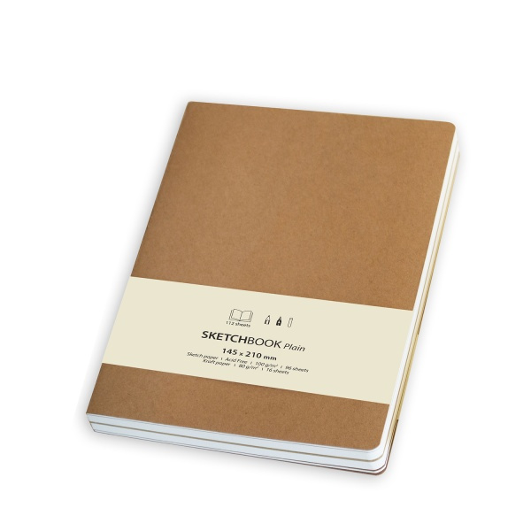 Skicák Plain (100g/m2, 112 listů) A5 kraft obal