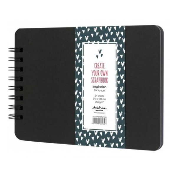 Album kroužkové Scrapbook Inspiration černé (250g/m2, 24 listů) A5