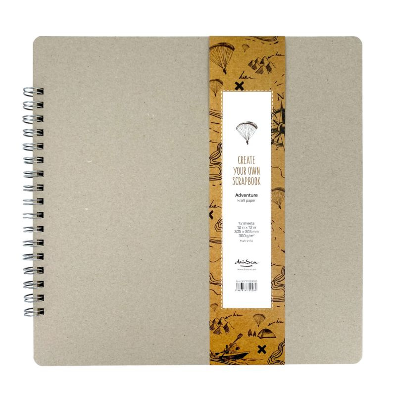Album kroužkové Scrapbook Adventure kraft (300g/m2, 12 listů) 30,5×30,5cm