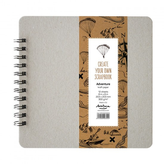 Album kroužkové Scrapbook Adventure kraft (300g/m2, 12 listů) 20×20cm