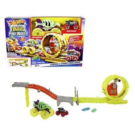 25HXT05 Mattel HW MONSTER TRUCKS POWER SMASHERS DRÁHA MASIVNÍ DESTRUKCE - poškozený obal