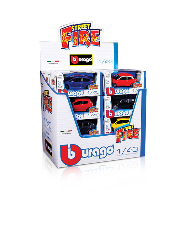 43BB30010 Bburago 1:43 Street Fire (3 x 24 DISPLAY) 72ks ASST - poškozený obal