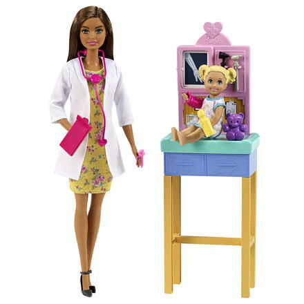Mattel Barbie Povolání herní set s panenkou Dětská doktorka-tmavovláska