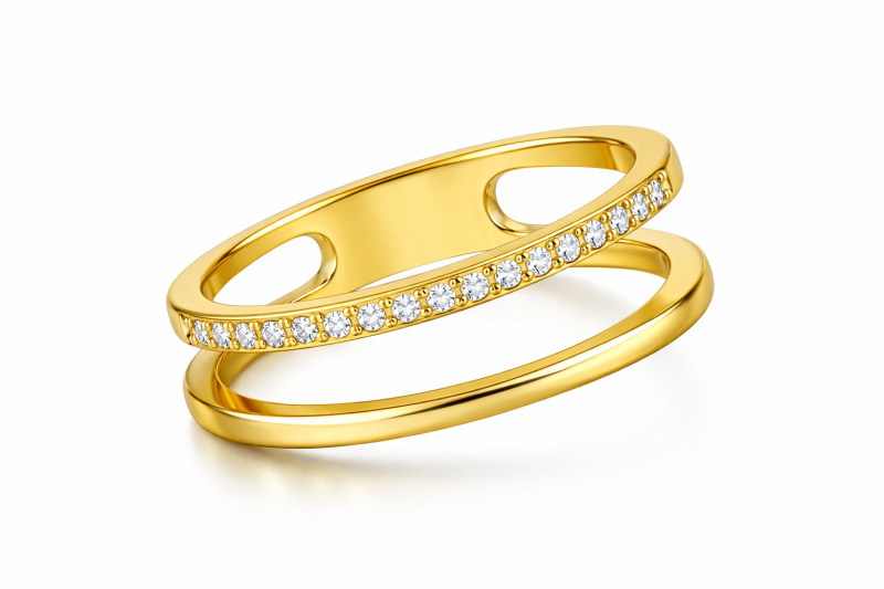 Troli Dvojitý minimalistický prsten z oceli Gold 54 mm