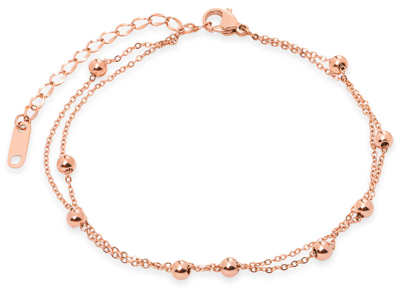 Troli Moderní pozlacený náramek z oceli Globe Rose Gold 14,5 + 5 cm