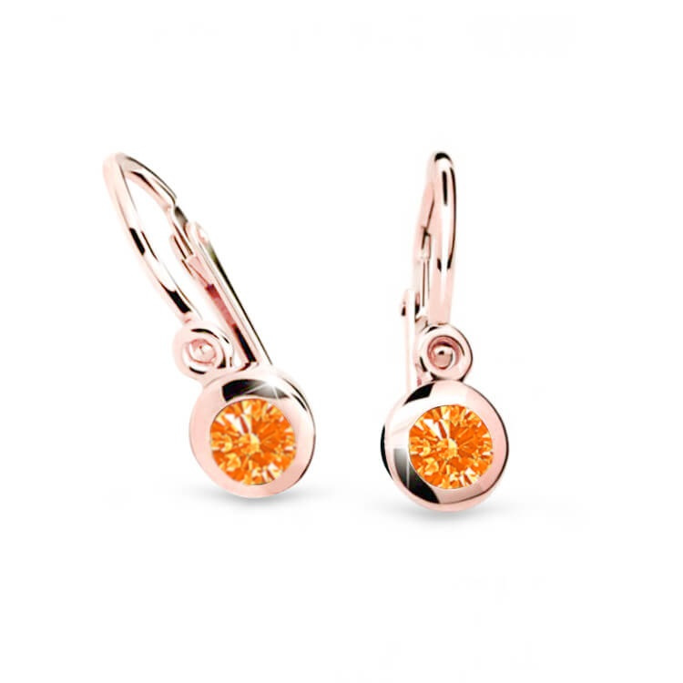 Cutie Jewellery Překrásné dětské náušnice z růžového zlata C1537-10-X-4 oranžová