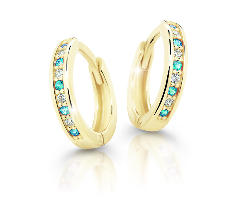 Cutie Jewellery Půvabné kruhové náušnice ze žlutého zlata C3342-80-X-1 světle zelená