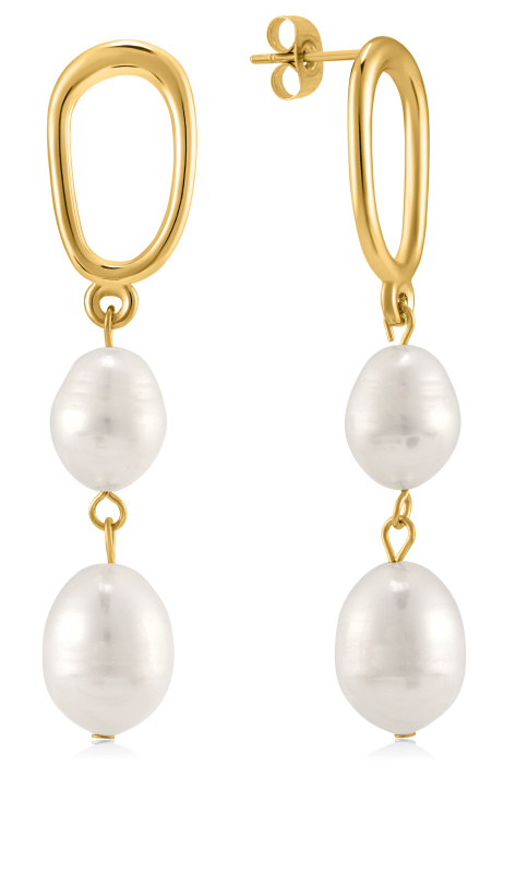 Troli Nádherné pozlacené náušnice s pravými perlami VAAJDE201462G