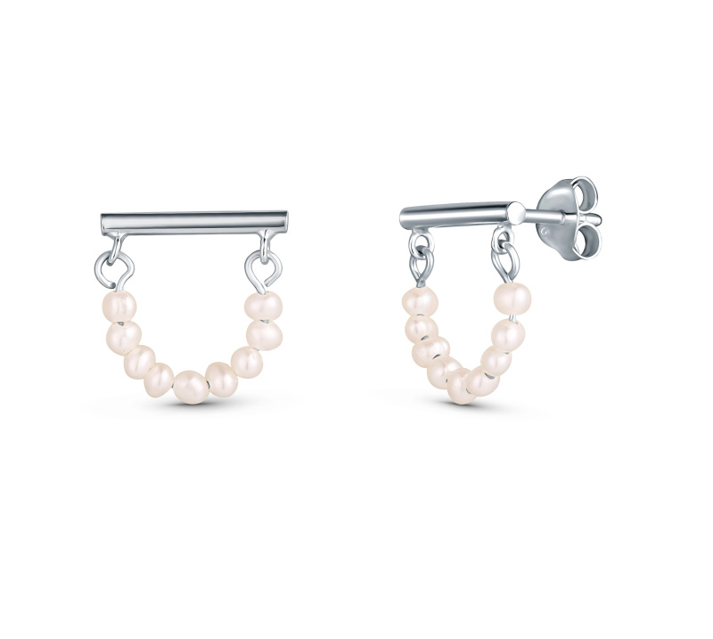JwL Luxury Pearls Minimalistické stříbrné náušnice s pravými perlami JL0830