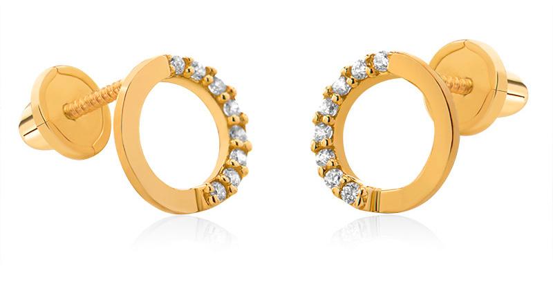 Brilio Slušivé náušnice ze žlutého zlata se zirkony 14/178.181/17ZIR
