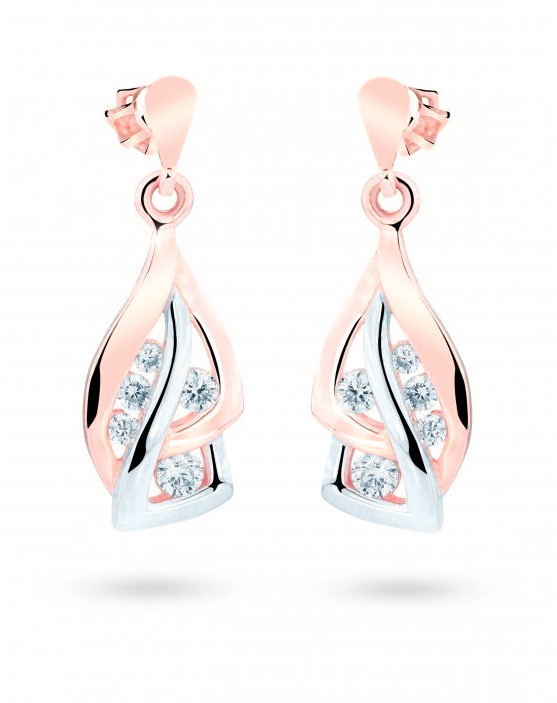 Cutie Jewellery Luxusní náušnice z růžového zlata s třpytivými zirkony Z8045-30-10-X-4