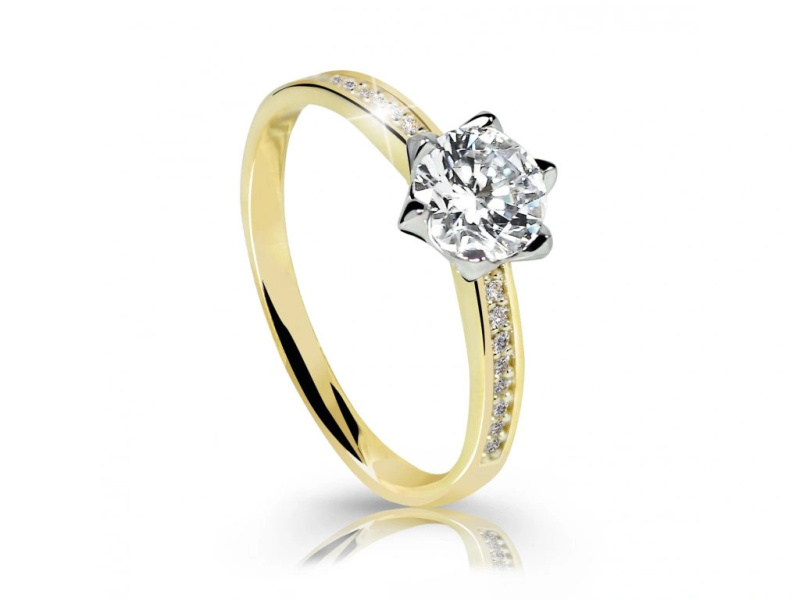 Cutie Jewellery Úchvatný třpytivý prsten ze žlutého zlata Z6149-X-1 53 mm