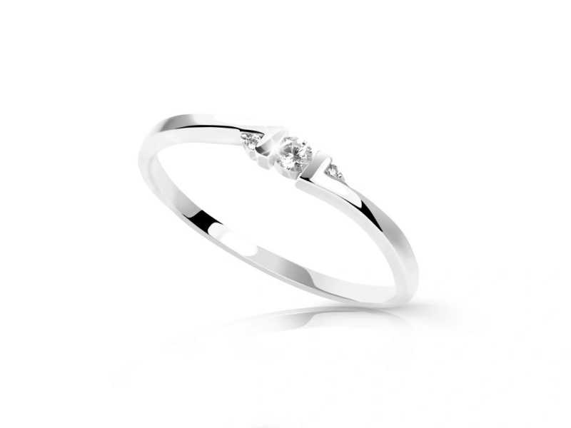 Cutie Jewellery Minimalistický prsten z bílého zlata se zirkony Z6714-3053-10-X-2 57 mm