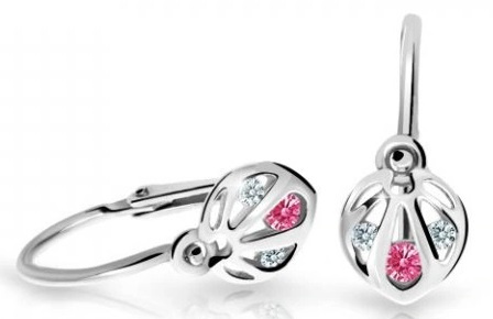 Cutie Jewellery Slušivé dětské náušnice z bílého zlata C2265-10-X-2 fuchsiová