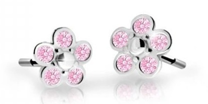 Cutie Jewellery Dětské kytičkové náušnice z bílého zlata C2744-30-X-2 růžová