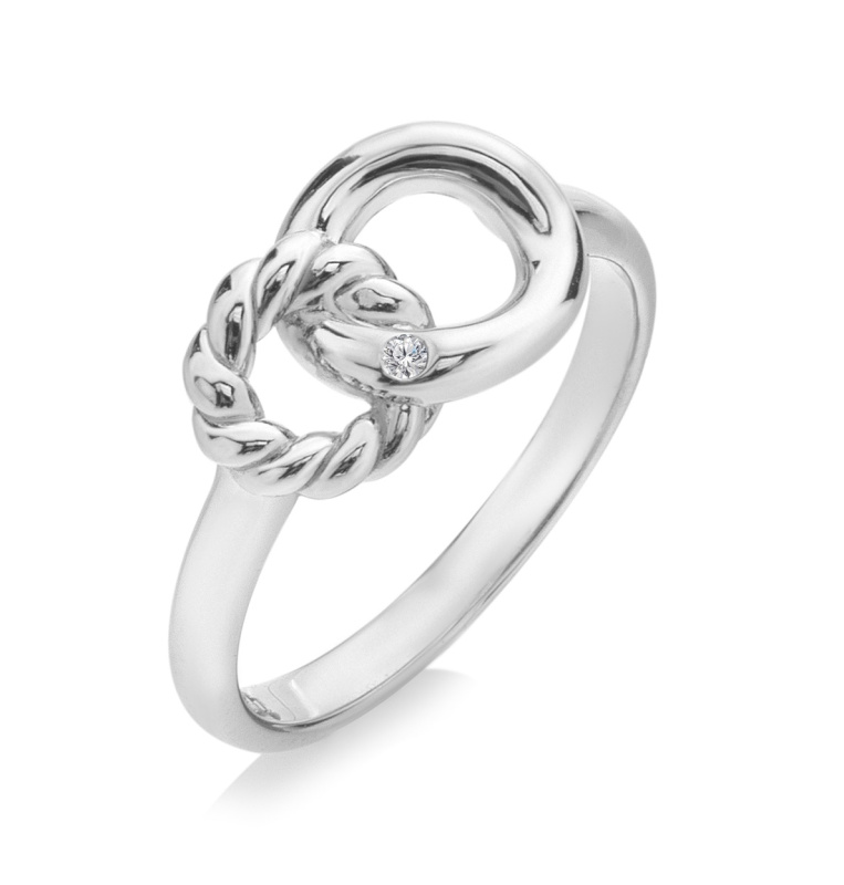 Hot Diamonds Stříbrný prsten s diamantem Propojené kruhy Willow DR289 59 mm