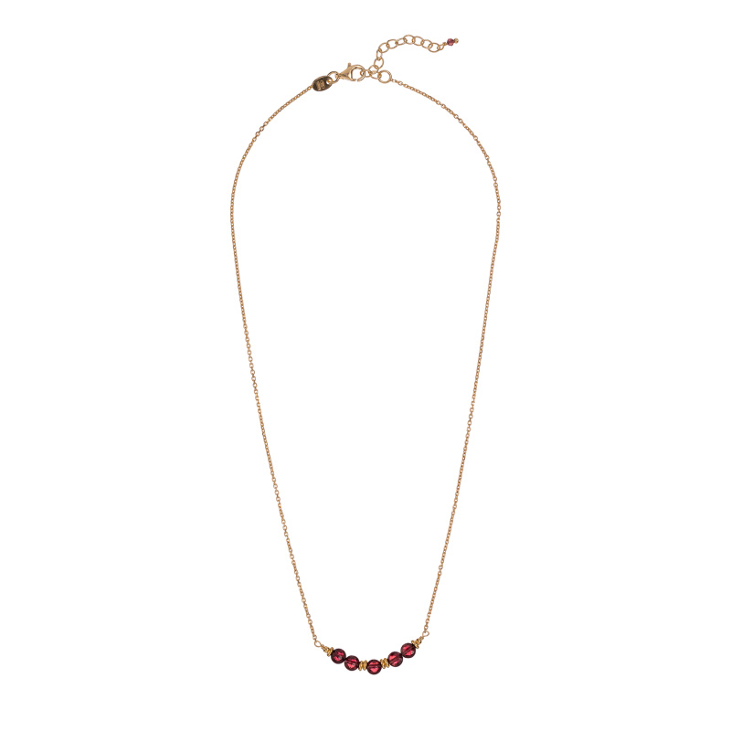 Alisia Pozlacený náhrdelník s korálky z granátu AL4896-Oro-Granato