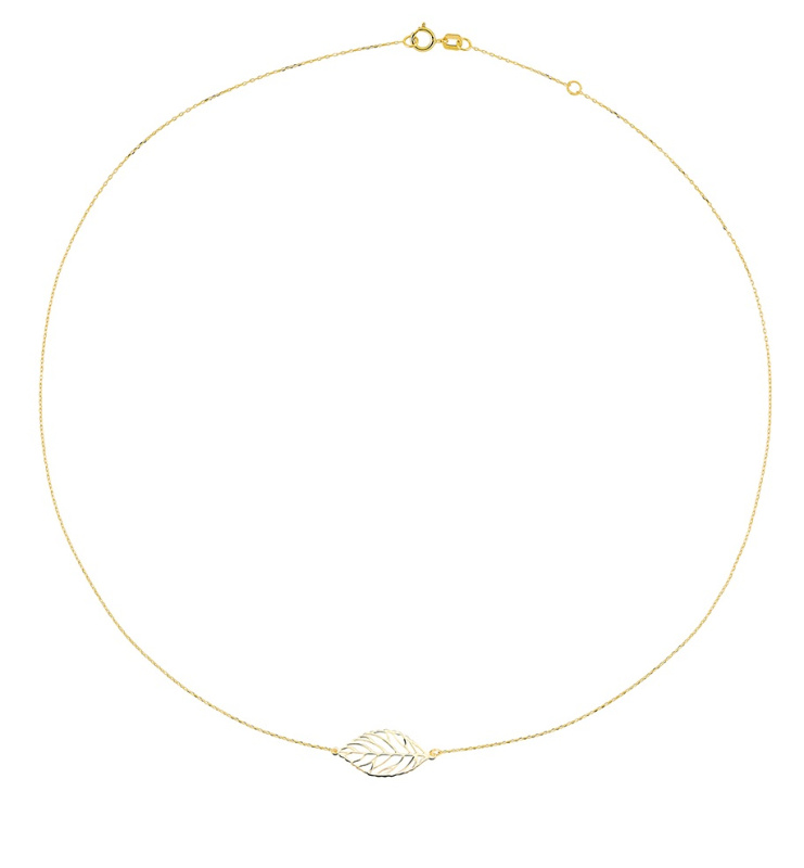 Cutie Jewellery Něžný náhrdelník ze žlutého zlata Lístek Z0130-40-X-1