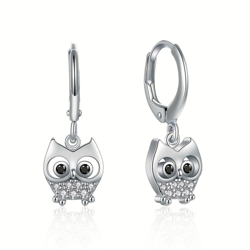 MOISS Něžné kruhové náušnice s přívěsky Sova E0002888