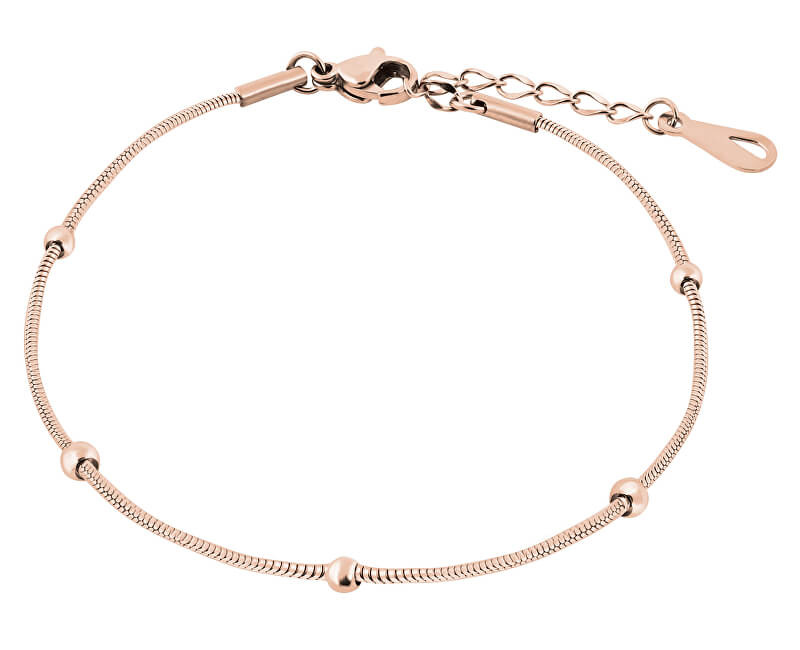 Troli Růžově pozlacený řetízek na nohu s kuličkami Hádek