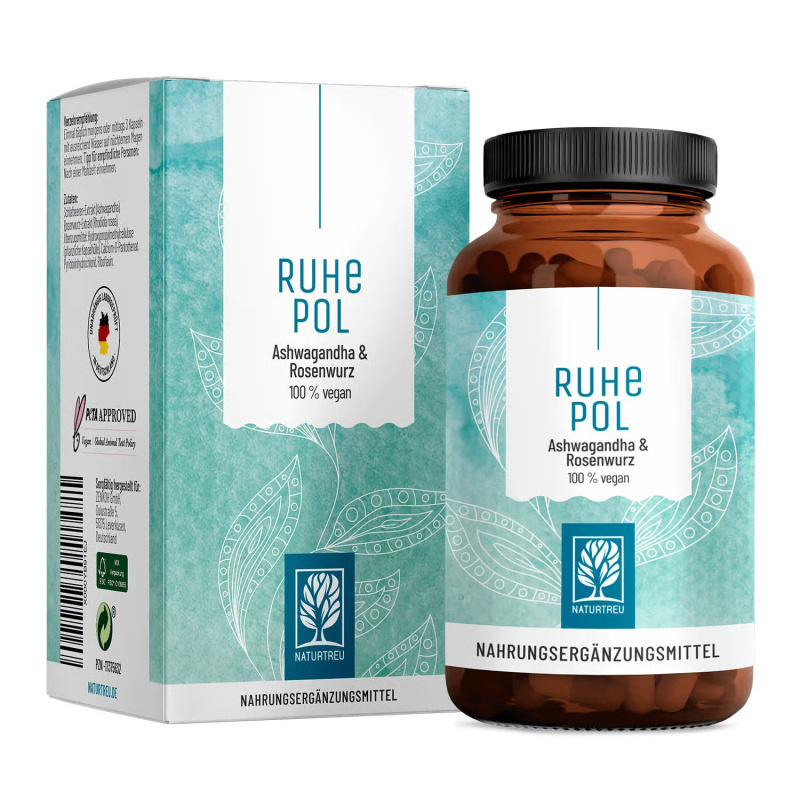 Naturtreu Ashwagandha a Rhodiola rosea pro klidnou duši 120 vegan kapslí