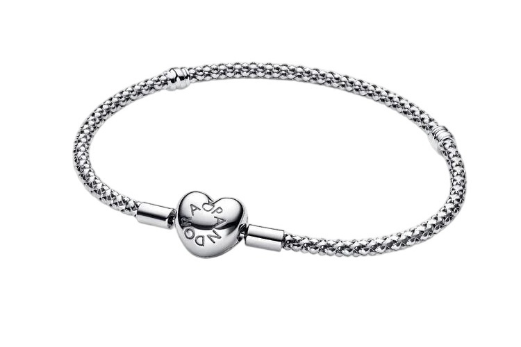 Pandora Stříbrný navlékací náramek Srdce Moments 593853C00 17 cm