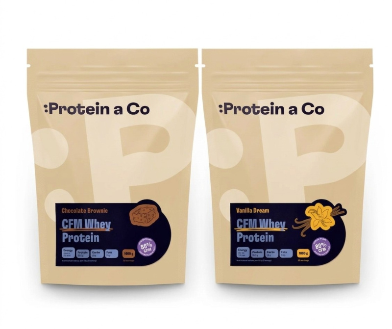 Protein a Co CFM Whey Protein 80 - Chocolate brownie a Vanilla dream 1 + 1 kg