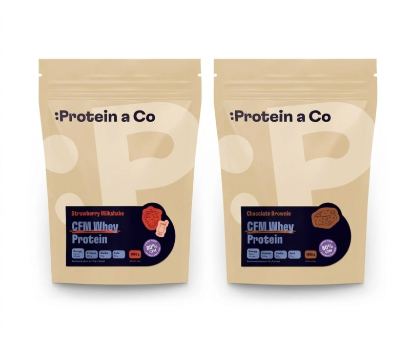 Protein a Co CFM Whey Protein 80 Strawberry Milkshake a Chocolate Brownie 1 + 1 kg