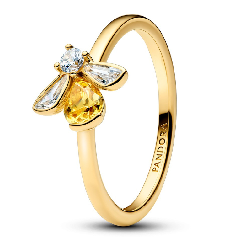 Pandora Pozlacený prsten Včelka Shine 164562C01 50 mm