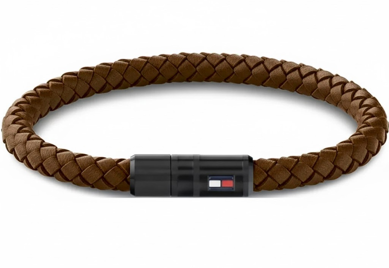Tommy Hilfiger Stylový hnědý kožený náramek 2790668 18 cm