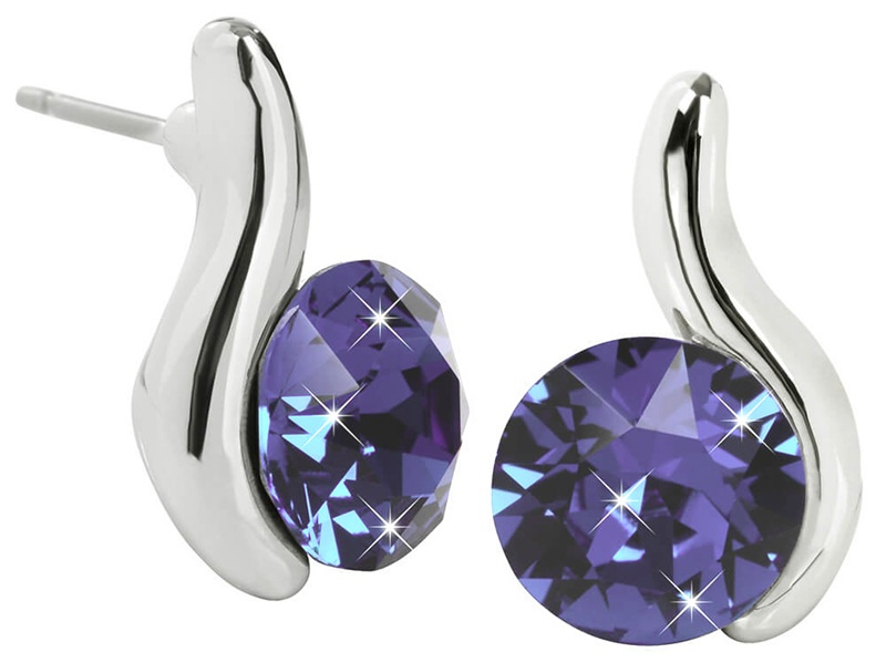 Levien Elegantní náušnice Chaton Wave Tanzanite