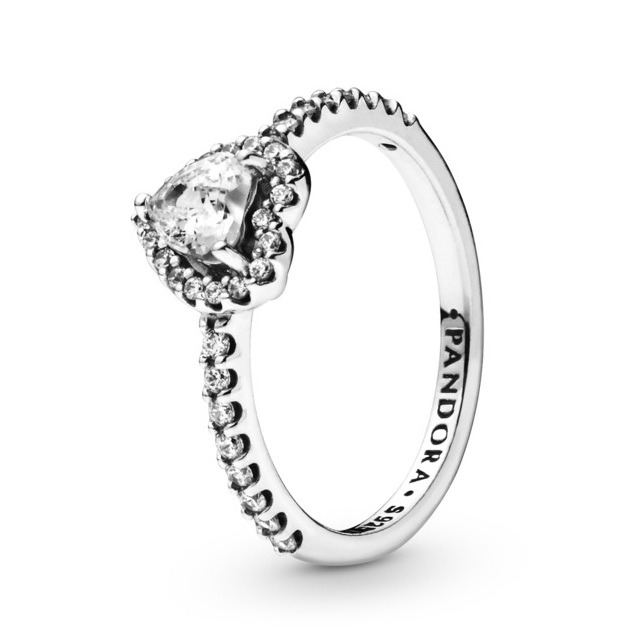 Pandora Elegantní stříbrný prsten s čirým srdcem Timeless 198421C01 56 mm