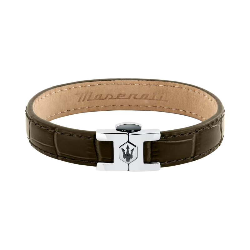 Maserati Hnědý kožený náramek pro muže Leather JM2269LA03