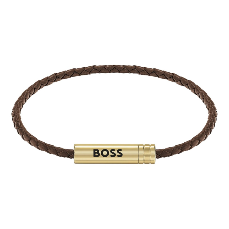 Hugo Boss Hnědý kožený náramek Ares Air 1580876