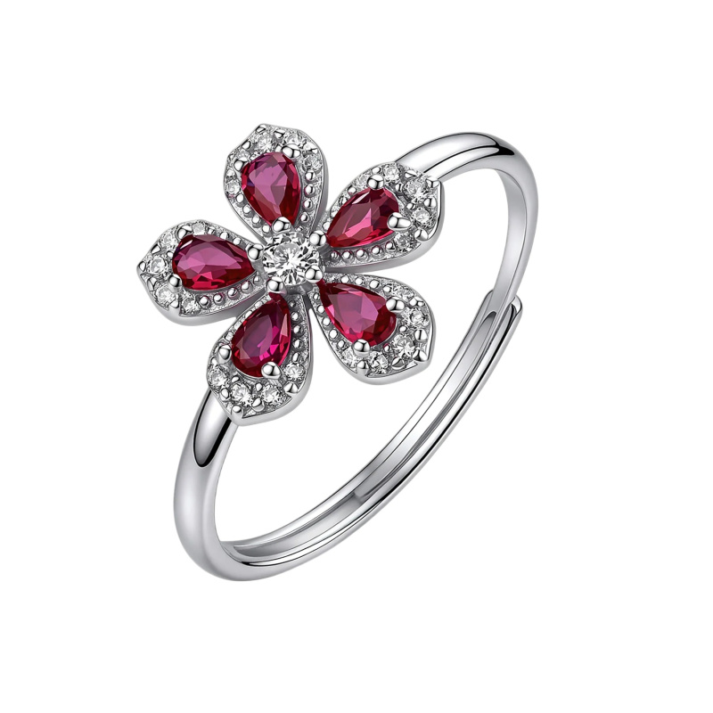 Brosway Nastavitelný květinový prsten Fancy Passion Ruby FPR153