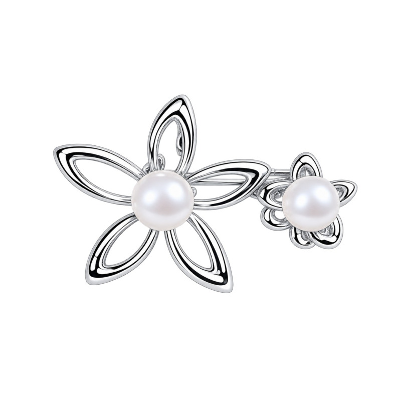 JwL Luxury Pearls Stříbrná brož Květiny s pravou perlou JL0885