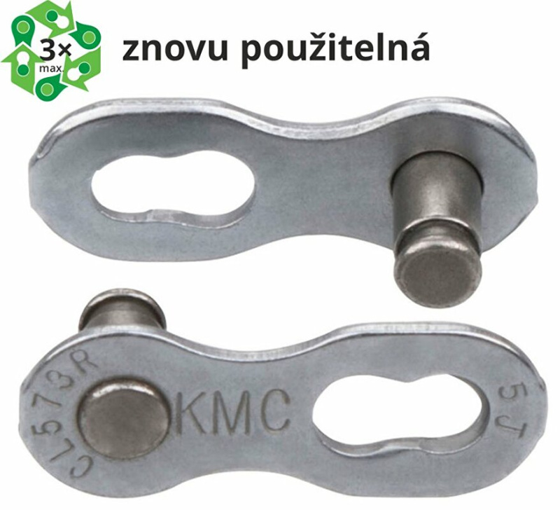 spojka řetezu KMC 6/7/8R EPT povrch, šedý, baleno po 5 kusech, cena za balení