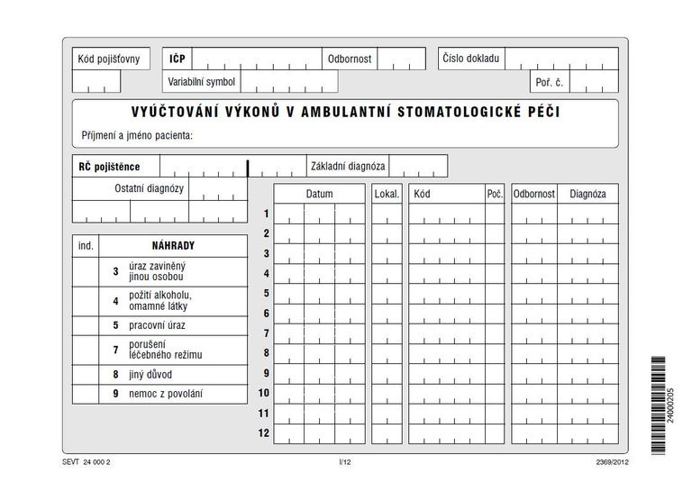 01S- Vyúčtování výkonů v ambulantní stomatologické péči