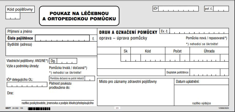 13- Poukaz na léčebnou a ortopedickou pomůcku