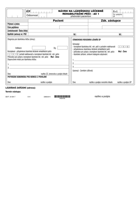 15 - Návrh na lázeňskou péči