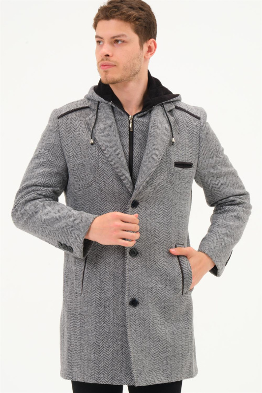 PLT8371 DEWBRRY MEN'S COAT-DIAGONAL BLACK- GREY