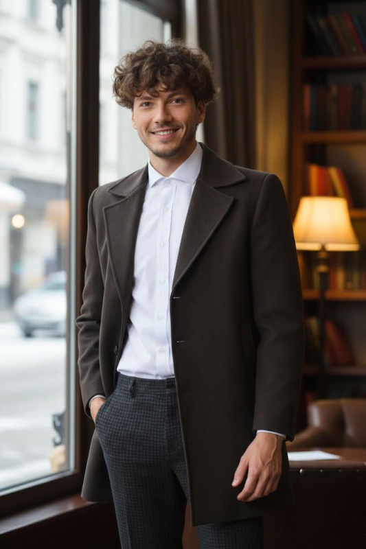 PLT8319 DEWBERRY MEN'S COAT-BROWN-2