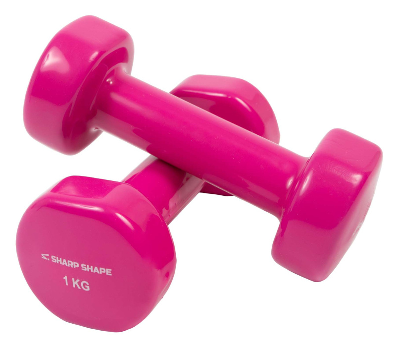 SharpShape Vinylové činky 2 x 1 kg růžové