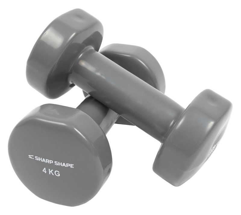 SharpShape Vinylové činky 2 x 4 kg šedé